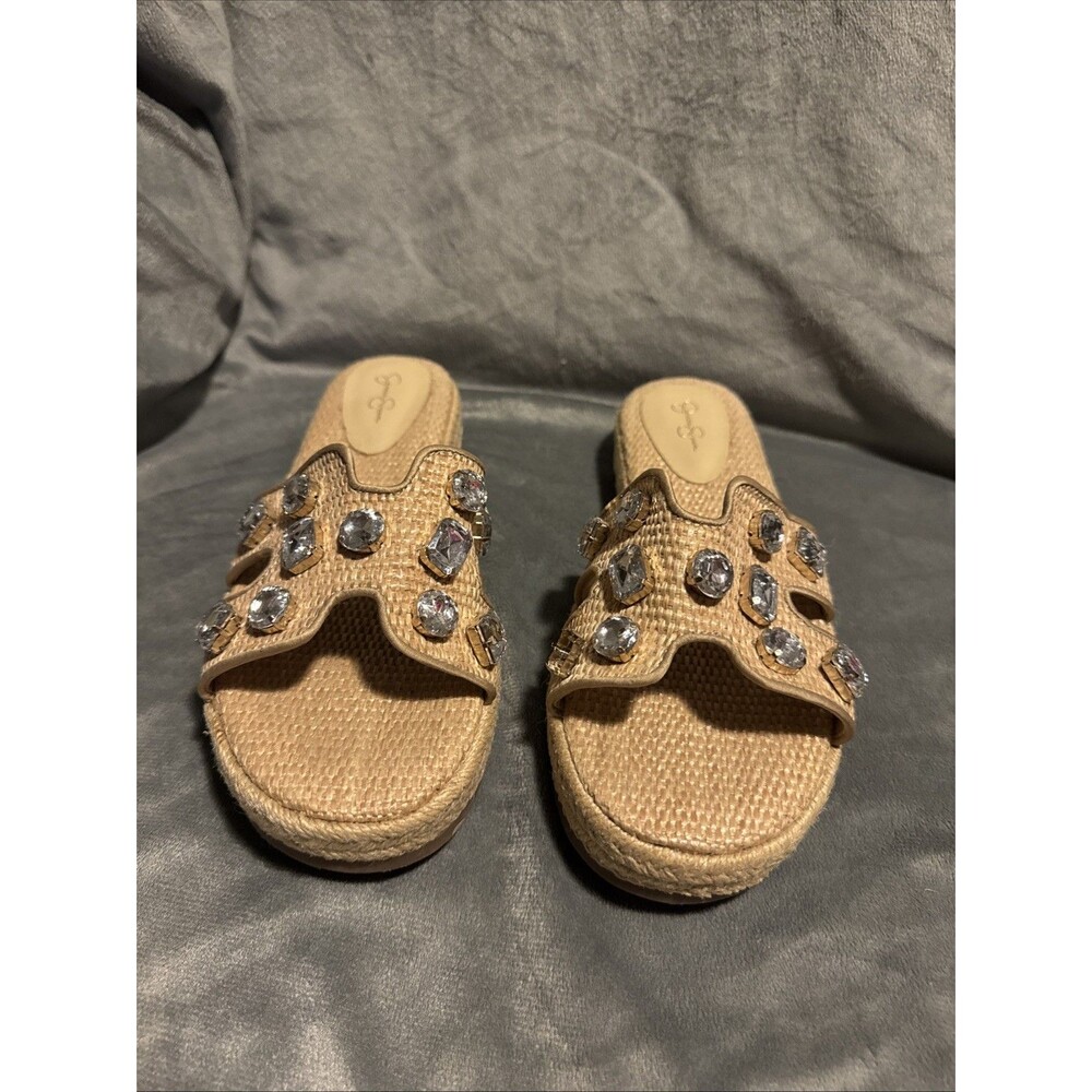 Jessica Simpson Embellished Beige Slide Sandals Women's 8M